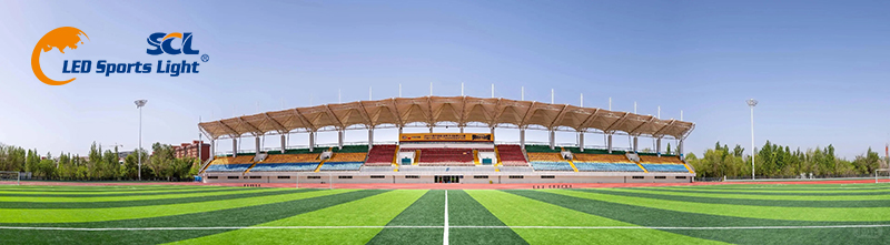 Full view of Hami Sports Center football stadium by Seven Continents Lighting, professional LED stadium lighting for 2026 Tongxin Cup Xinjiang Football League in windy Baili Wind Zone Full view of Hami Sports Center football stadium by Seven Continents Lighting, professional LED stadium lighting for 2026 Tongxin Cup Xinjiang Football League in windy Baili Wind Zone